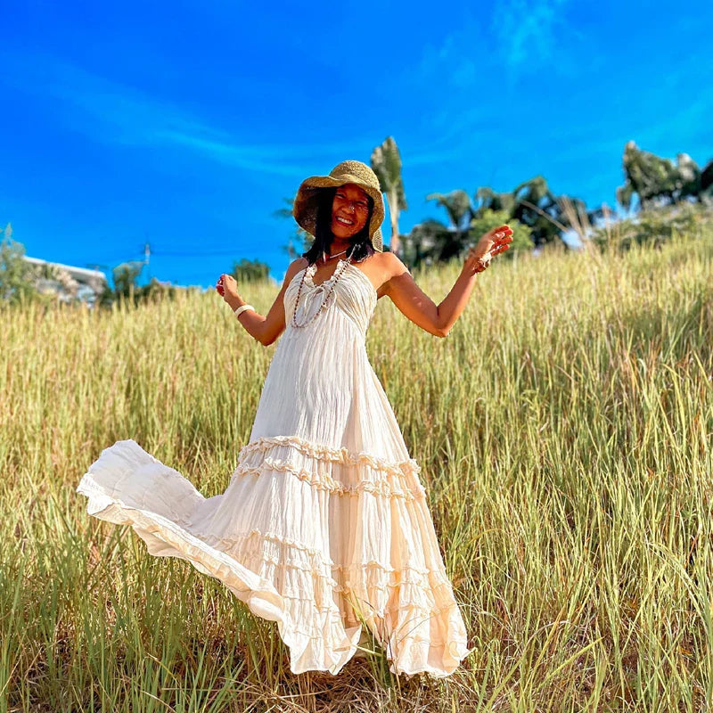 nvxiot - Maternity Photoshoot Dress Bohemian Maternity Dress for Summer Photoshoots - Linen V-Neck Casual Style