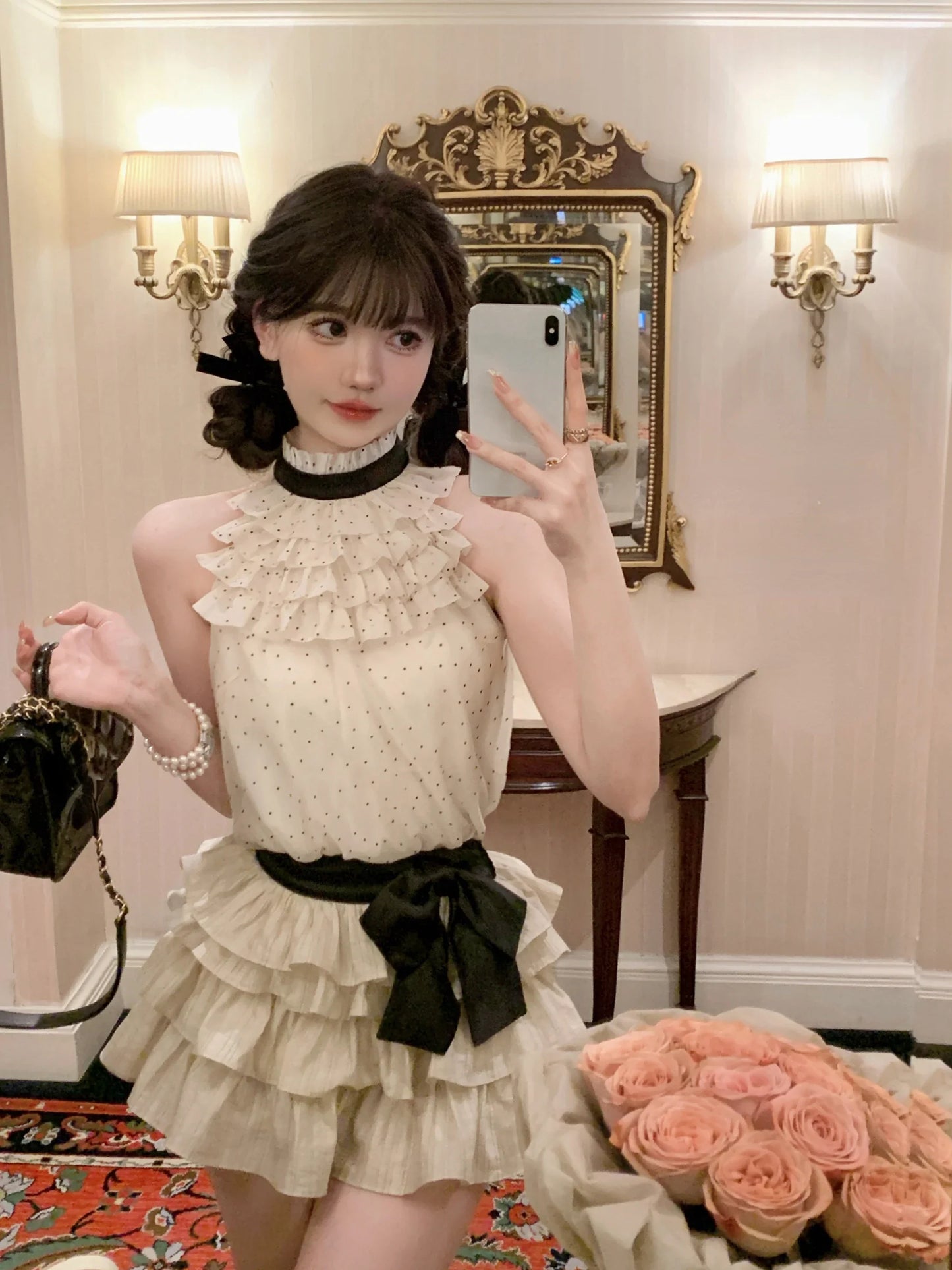 MQTIME - Chiffon 2 Piece Skirts Sets Outwear Casual Y2k Crop Tops Sleeveless + Mini Skirts Korean Fashion Suits 2000s Vintage Clothing