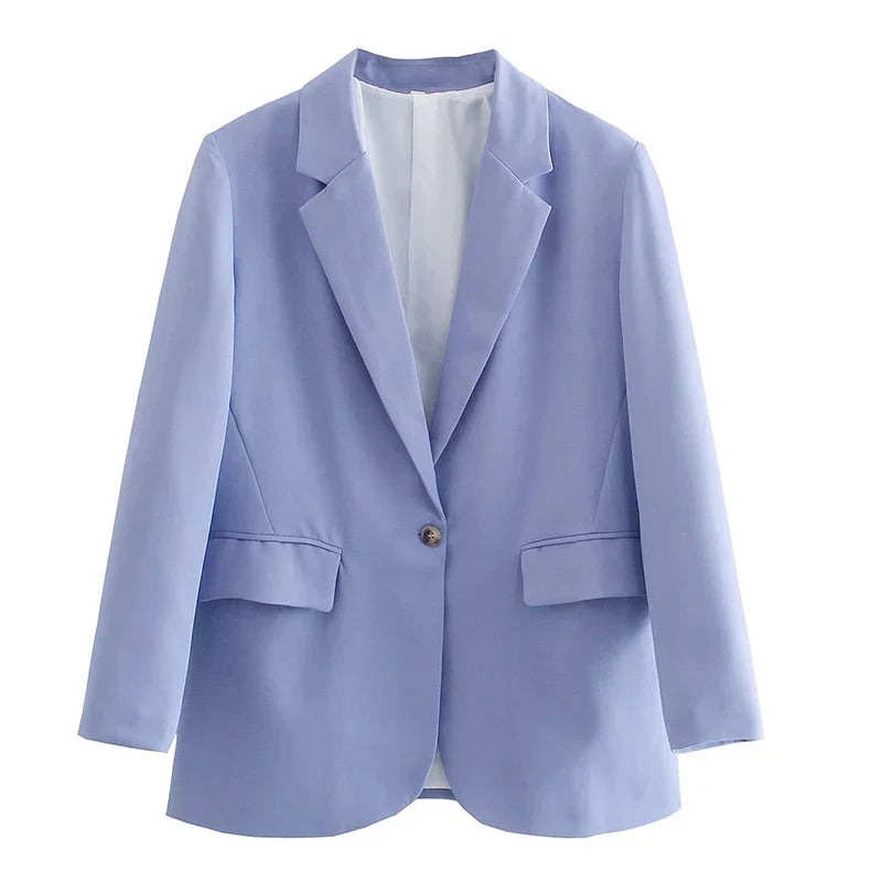 nvxiot Casual A Buckle Classic Blazers Jackets For Women Long Sleeve With Pockets Office Ladies Coats