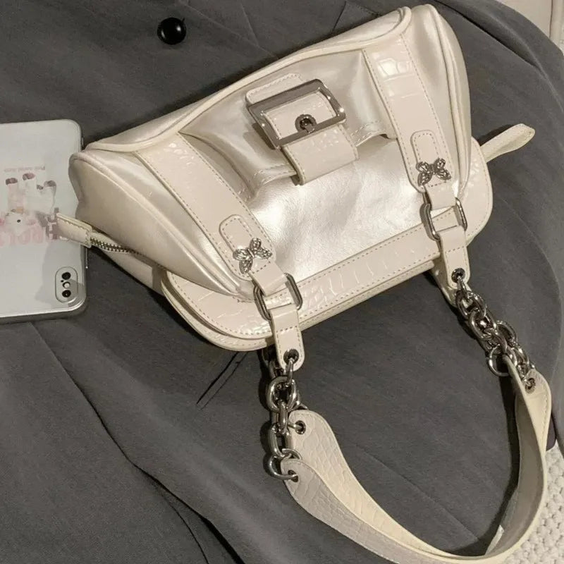 MQTIME - Hot Girls White Shoulder Bags Purse Women Retro Harajuku Handle Chic Y2k Bags Female Fairycore Aesthetic Handbag New