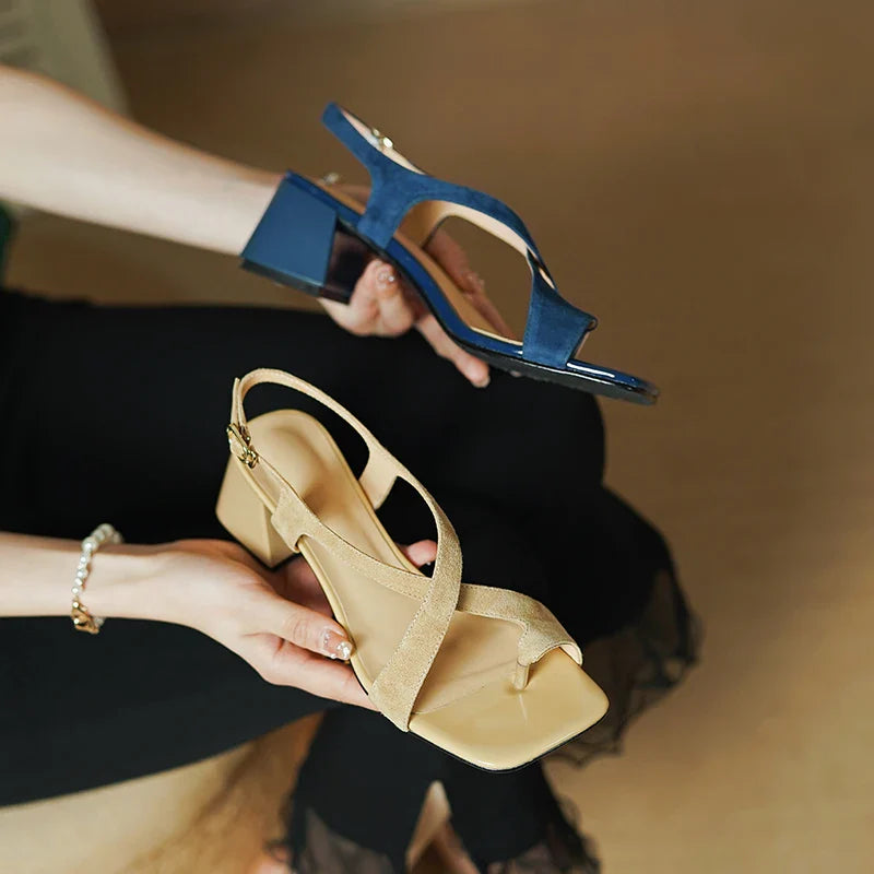 MQTIME - new Women sandals natural leather 22-25cm kid suede+sheepskin+pigskin full leather cross-tied women Open-toe sandals