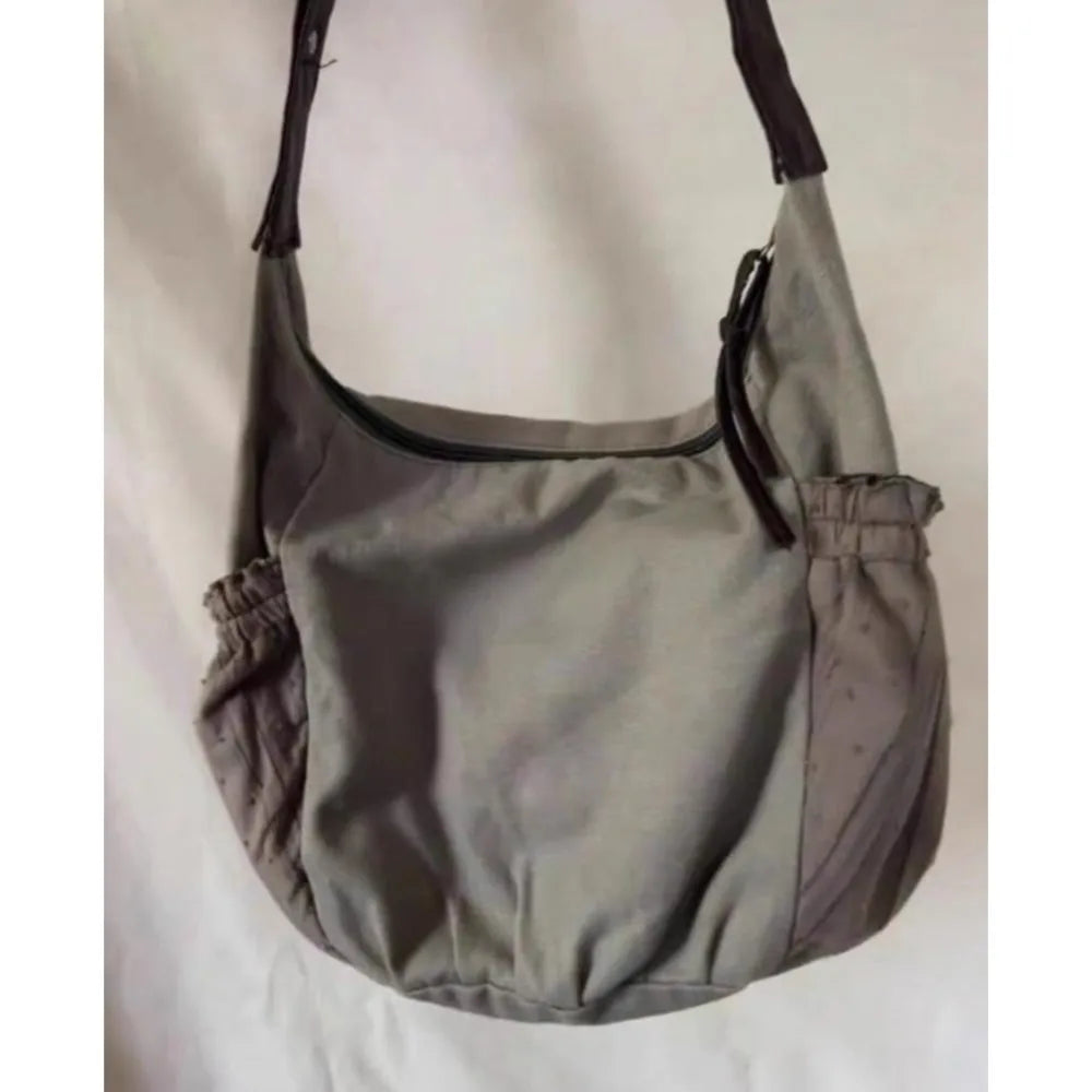 nvxiot - Sweet Cool Bow Canvas Shoulder Bags Women Vintage Drawstring Chic Casual Crossbody Bag Ladies Retro Messenger Bag Bolsos
