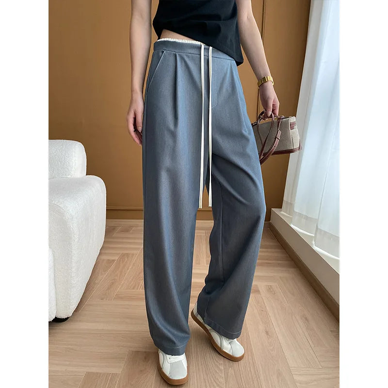 nvxiot - Drape Floor Mopping Suit Pants 2024 Early Spring New