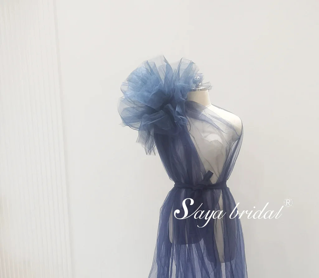 nvxiot - See Through Sexy Maternity Photoshoot Dresses One Shoulder Pregnant Women Photography Props Gowns Premama Evening Bathrobe Tulle
