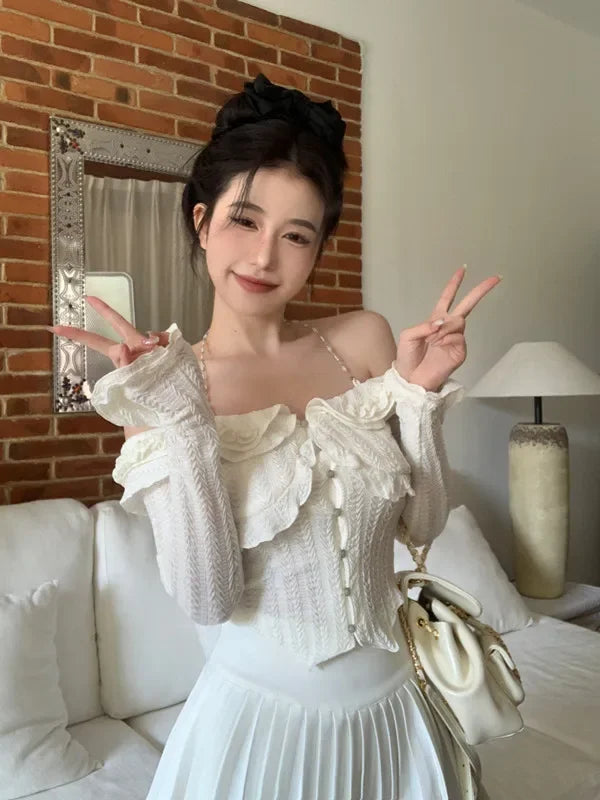 MQTIME - Women Crop Top Halter Chain T Shirt elegant t-shirt blusas korean clothing long sleeve tee stylish grunge aesthetic y2k cropped