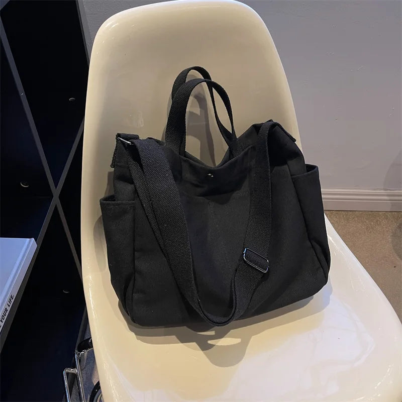 nvxiot Big Handbags Women Canvas Bag Fashion Daily Simple Crossbody Shoulder Bags Female Tote 4 Solid Color Vintage Retro Messenger Bag