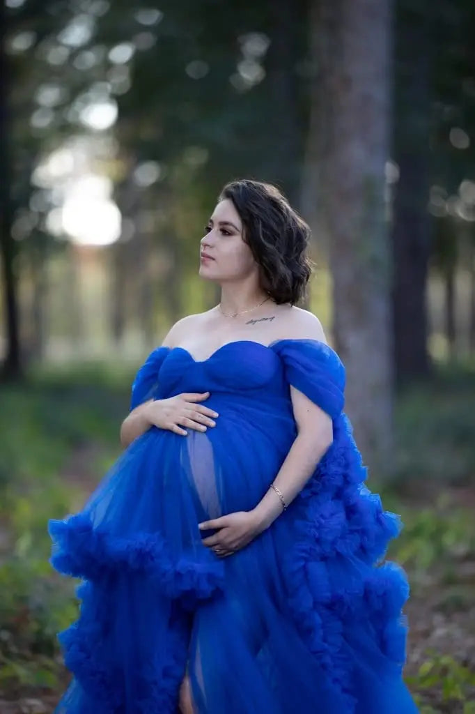 nvxiot - tulle robe photo dress Summer 3d Shoulderless Elegance Maternity Dress for Pregnant Women
