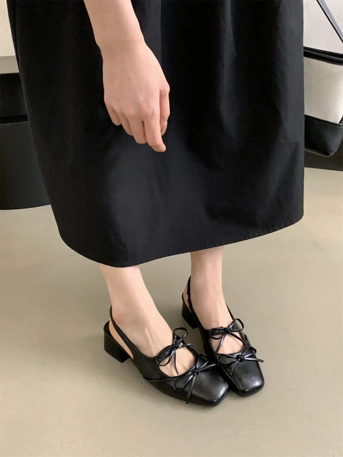 MQTIME - Silver Dress Low Heel Fashion Square Toe Shallow Ladies Elegant Ladies Casual Ballet Shoes Soft Ballerina Shoes Zapatos Mujer