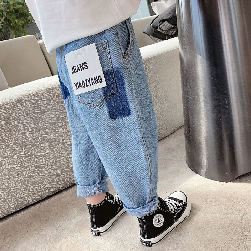 nvxiot Spring Fall Kids Boys' Clothes Baby Elastic Denim Trousers for Toddler Children Boy Clothing Outer Wear Jeans Pants 2-10 Years