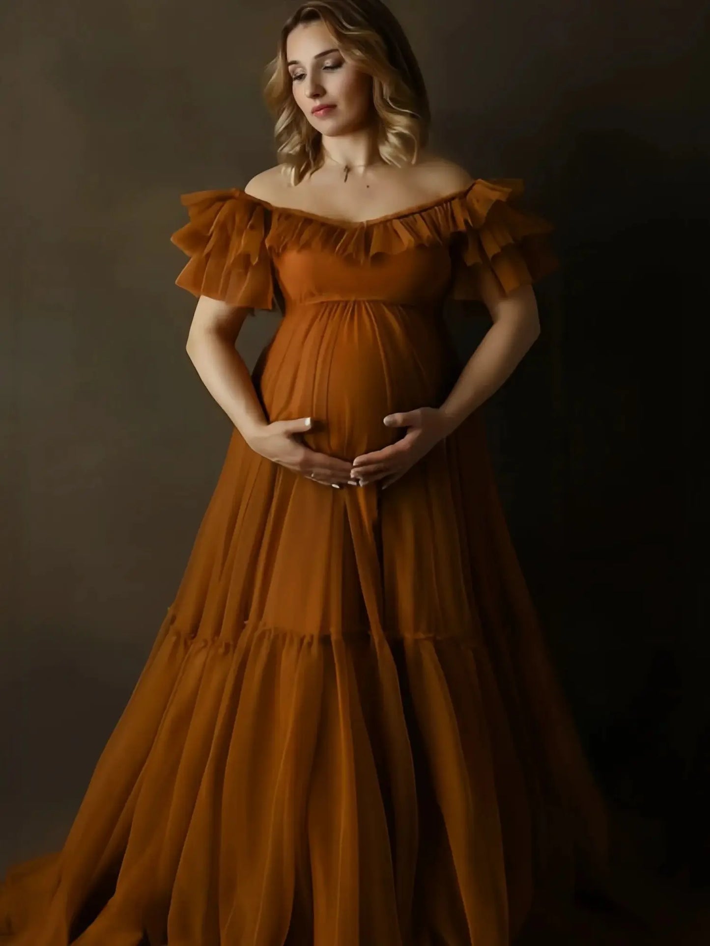 nvxiot - Elegant Maternity Gowns for Women A Line Empire Vestidos for Photo Shoot Dressing Short Sleeves Babyshower Bathrobe Gowns