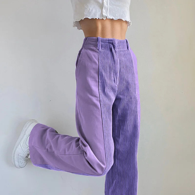 nvxiot Autumn winter new women's straight pants Plus Size high waist loose collocation color casual pants corduroy pants women trousers