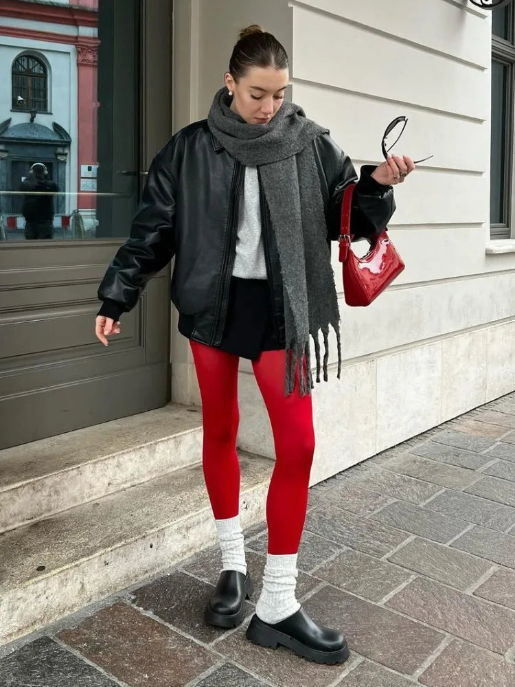 nvxiot - Fall Outfits 2024 New Tights Women Stockings Slim See-Through Lingerie Lace Leggings Winter Women's Pantyhose Red Bodys Sexy Mujer Bottom