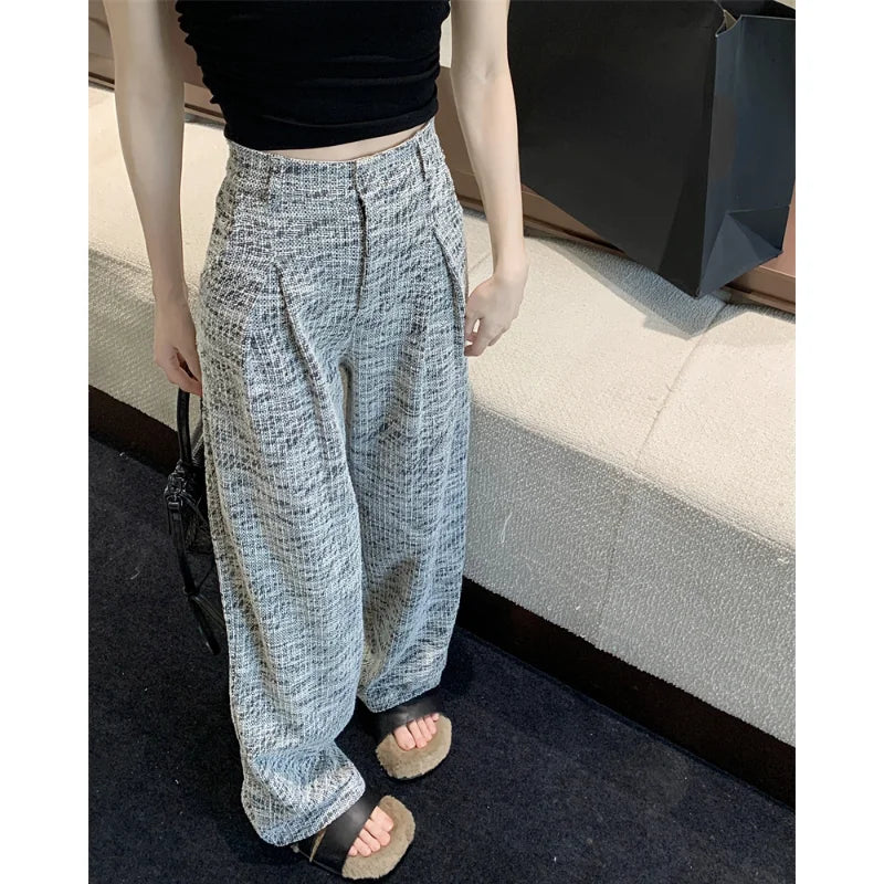 nvxiot Vintage Y2K Contrast Color Patchwork Loose Casual Pants Women Summer New High Waist Fashion All-match Straight Pants