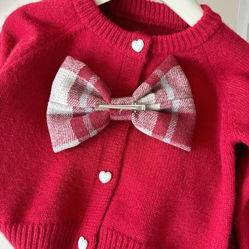 MQTIME - Girls Suits Autumn Winter Sweaters Cardigans+Skirt Fashion Baby Girl Clothes Sets Fall Princess Children Casual Clothing 2-7Yrs
