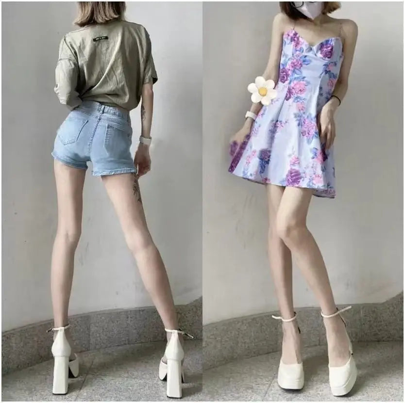 nvxiot Platform Shoes Pumps Super High Heels Chunky Women's Social Hoof Elegant Woman Heeled Ankle Strap Sexy Dress Strip Pole Dance