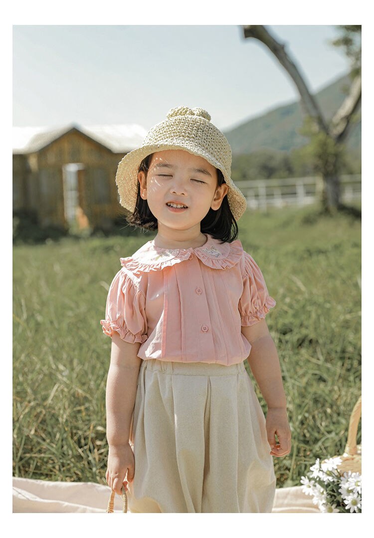 Summer Baby Girls Princess Dress Children Clothes Cotton Short Sleeve Blouse Top+Pants Suits Kids Party pastoral Floral skirt