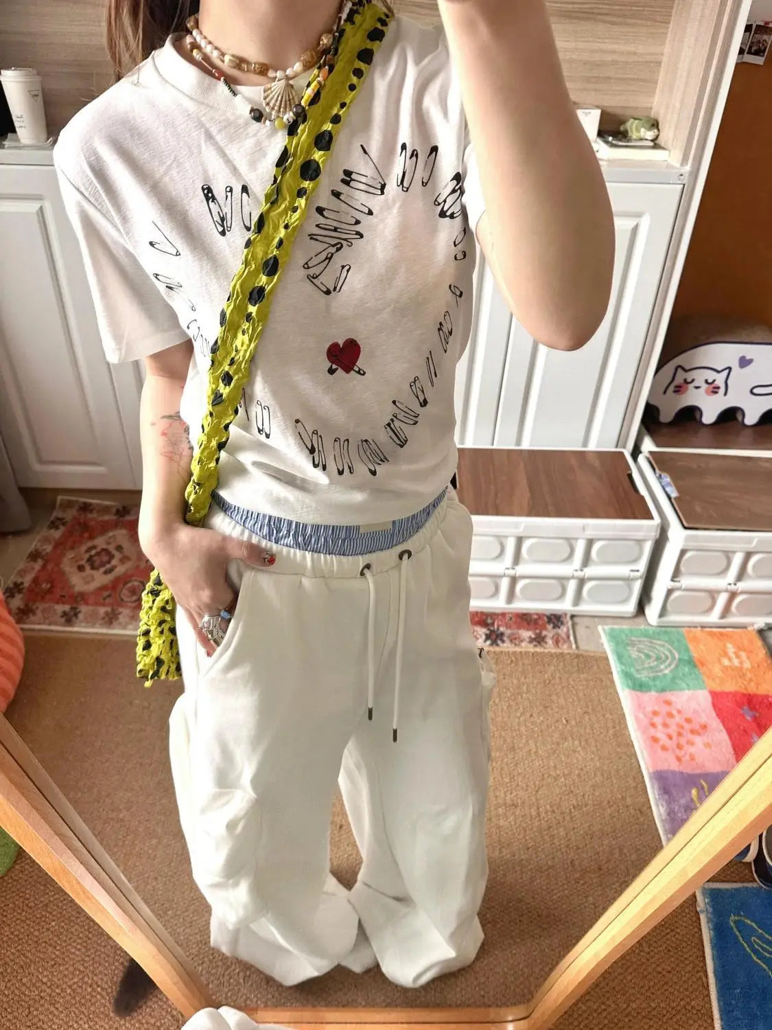 MQTIME - Loose Top Short Sleeve T-Shirt Cartoon Graphic Print TShirt harajuku fairycore 2000s y2k grunge korean clothing white cotton tee