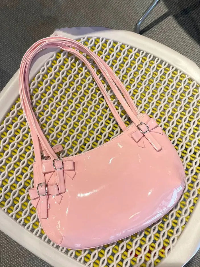 nvxiot - Sweet Cute Pink Handbag Women New Harajuku Bow Chic Y2k Bags Purse Ladies Fairycore Aesthetic Underarm Bag Bolso Mujer