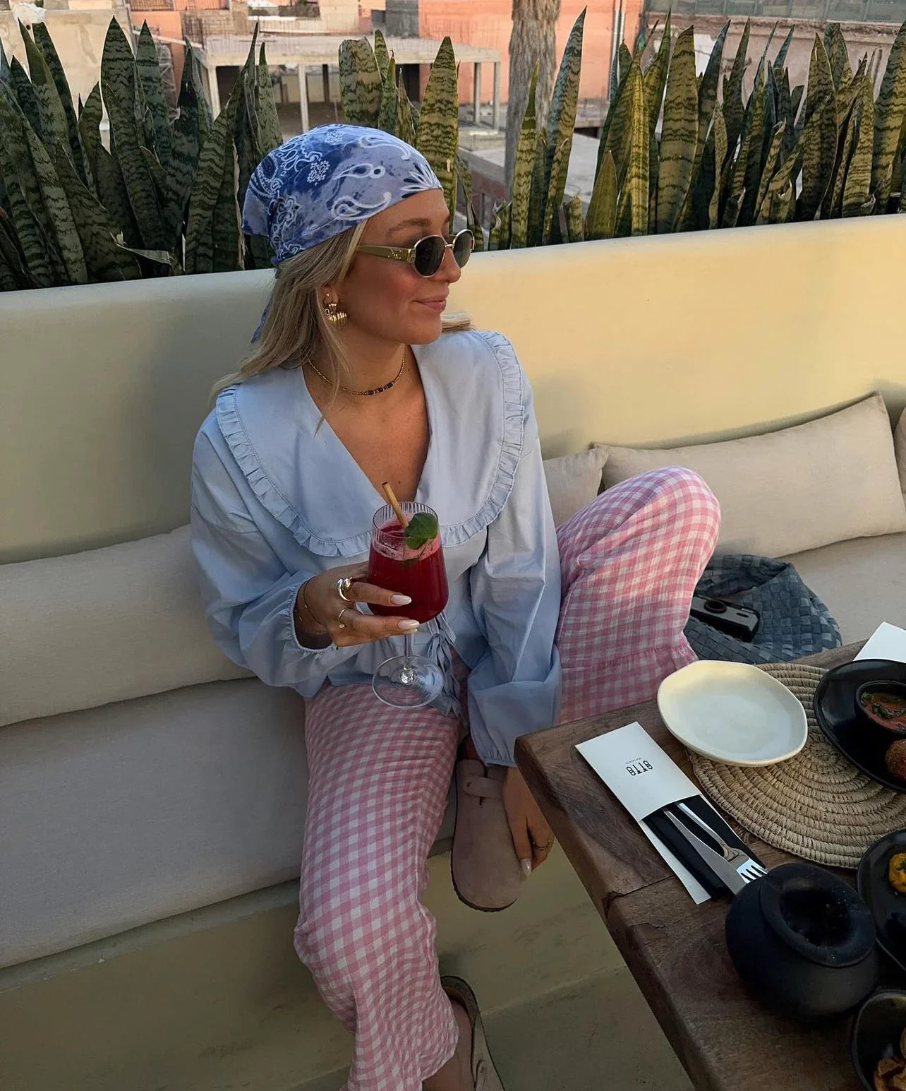 MQTIME - Pants For Women Spring Chic Casual Plaid Printing Elastic Waist Pants Woman Sweet Folds Loose Trousers Streetwear