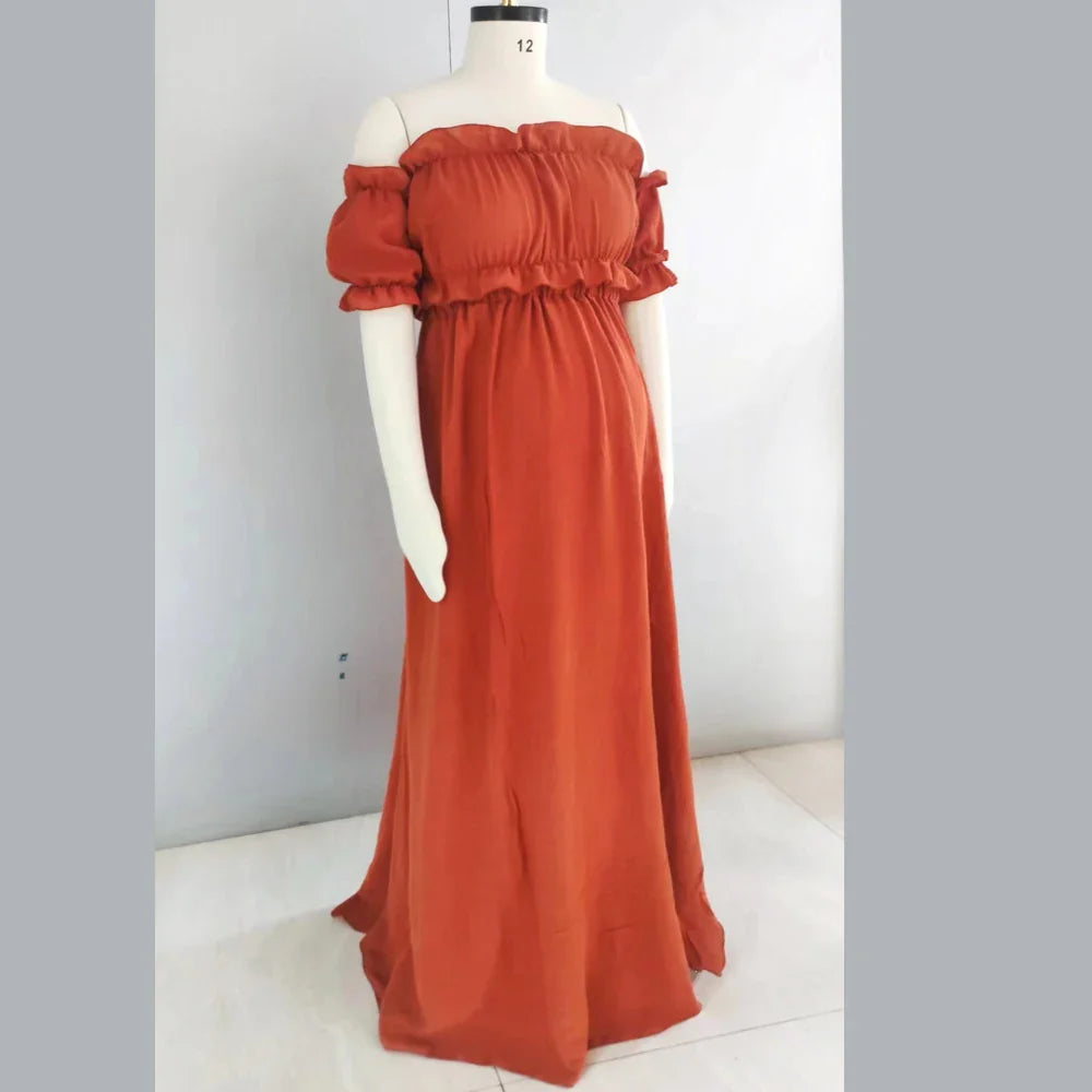 nvxiot - Boho Maternity Gown Comfort Linen Cotton Two Piece Photo Shoot Photography Dress For Women Boho Style Baby Shower Dress