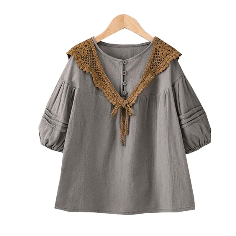 MQTIME - Fall Girls Clothes Girls Dress Spring Autumn New Korean Fashion Retro Lace Long Sleeve Toddler Girl Dresses Baby Girl Dress 2-7Y