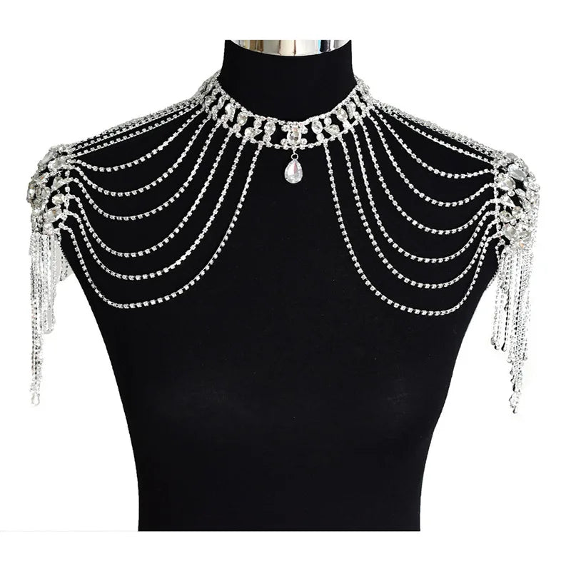 MQTIME - New Sexy Lace Rhinestone Shoulder Necklace Bride Body Chain For Pregnant Women Photography Props Wedding Accessories F01