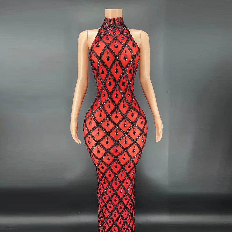 MQTIME - Embellished Maternity dress for pregnancy photoshoot Sexy sparkling Rhinestone Ladies evening sleeveless Dresses