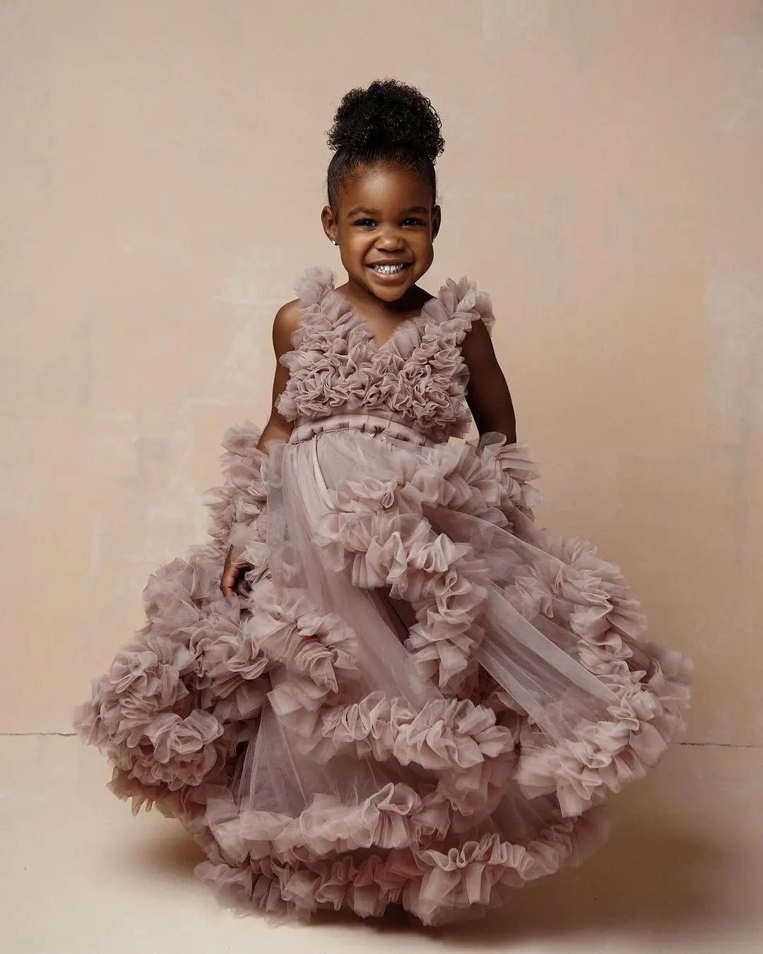 nvxiot - Dusty Pink Ruffled Tulle Maternity Dress Mom and Daughter Photoshoot Gown Corset Back Pregnancy Photography Dresses