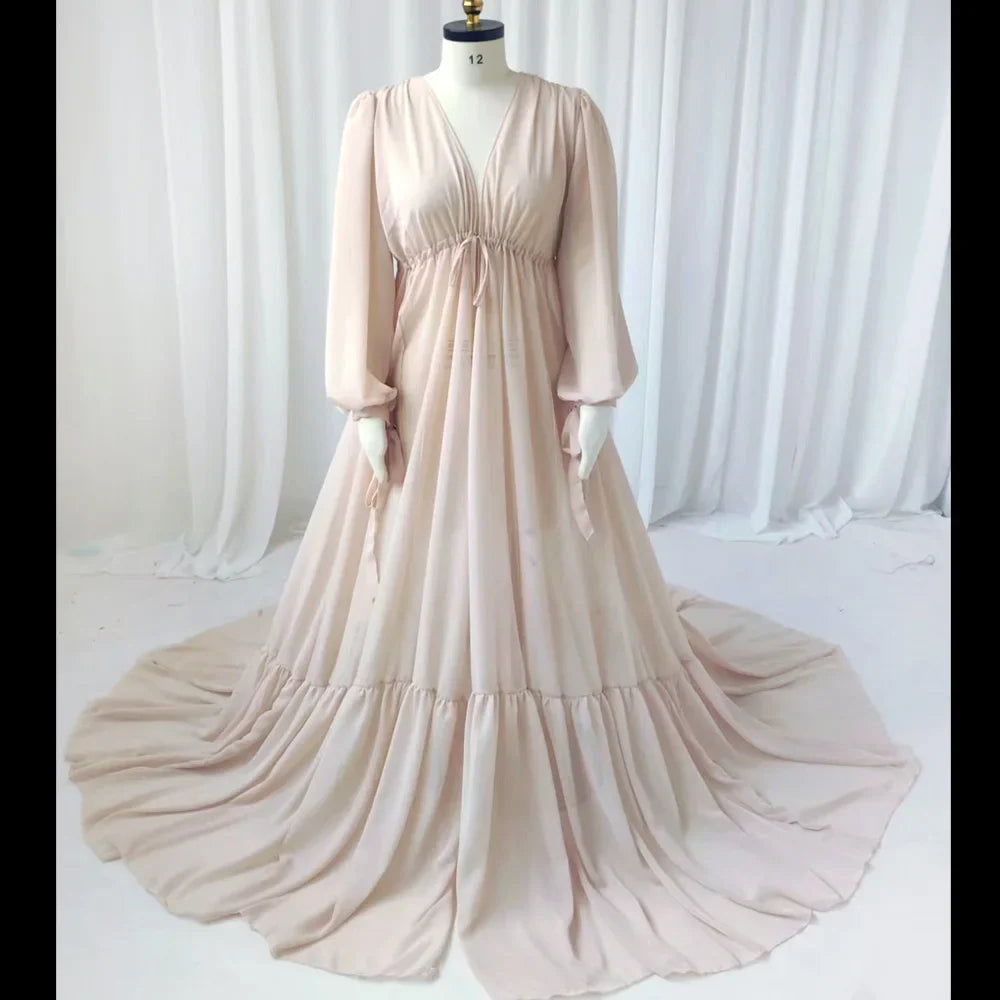 nvxiot - Fall Outfits 2024 Maternity Gown For Photo Shoot Sexy Transparent Chiffon Beach Robe For Photo Shoot PropsPhotography Dress For Women