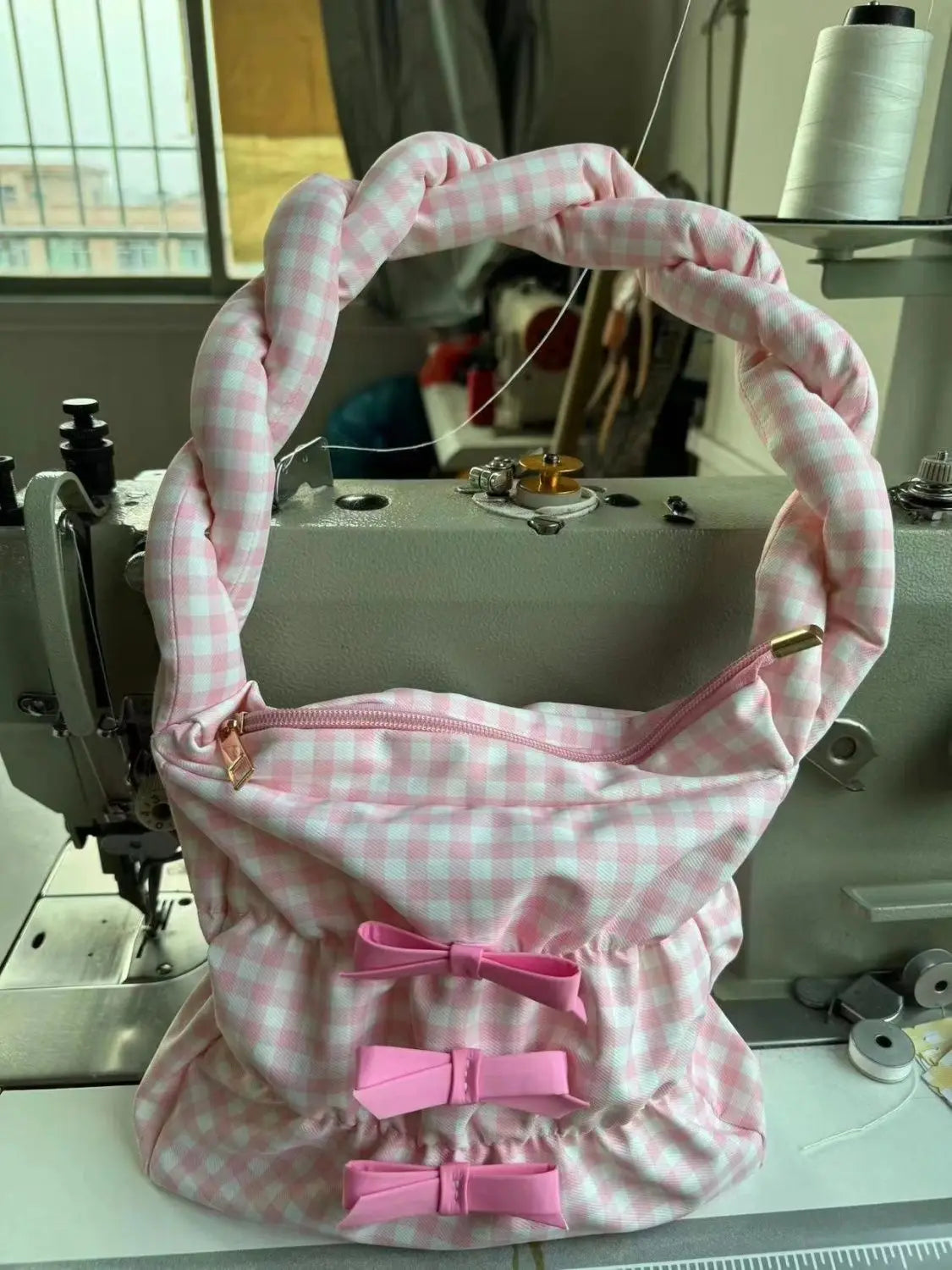 nvxiot - Sweet Cool Pink Plaid Handbag Women Vintage Preppy Style Canvas Soft Shoulder Bags Female Retro Fashion Underarm Bag