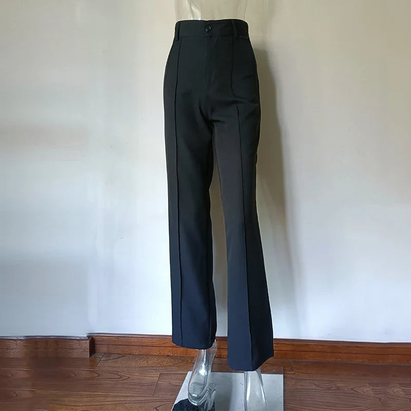 nvxiot High Waisted Casual White Trousers Women Brown Stright Pants Office Lady Korean Style Women Pantalones De Mujer