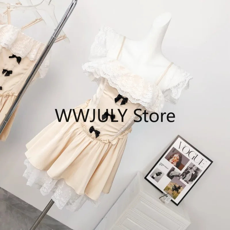 MQTIME - 2024 Summer Elegant Princess Lace Dress Womna Party Sleeveless Y2k Mini Dress Holiday Sweet One Piece Dress Korean Fashion Chic