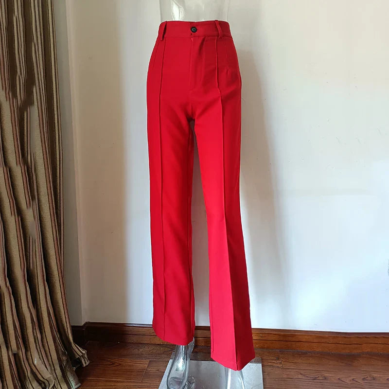 nvxiot High Waisted Casual White Trousers Women Brown Stright Pants Office Lady Korean Style Women Pantalones De Mujer