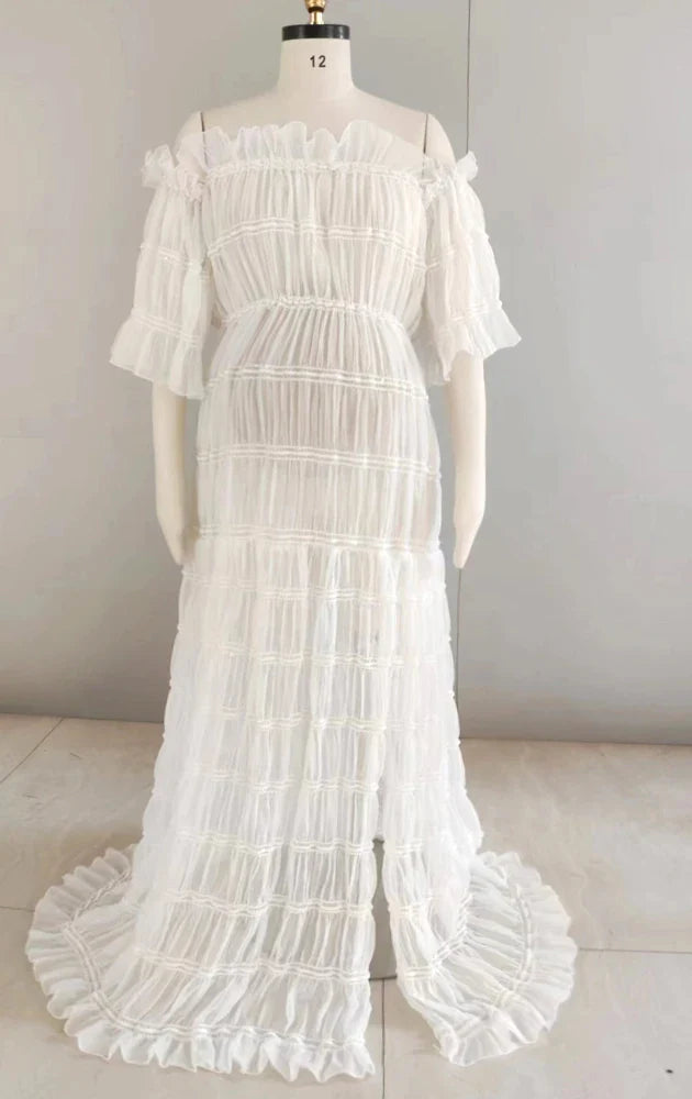 nvxiot - Bohemian Photo Shooting Pregnancy Dress Rose Theme In The Wilderness Pleated Chiffon Maternity Dress Clothes For Pregnant Women