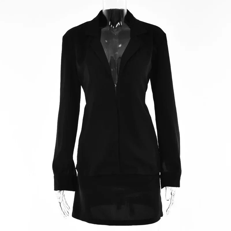MQTIME - Office Lady Style Sexy Skirt Suits Women White Hot Girl Hidden Breasted Blazers High Waist Slim Mini Skirts Summer Two Piece Set