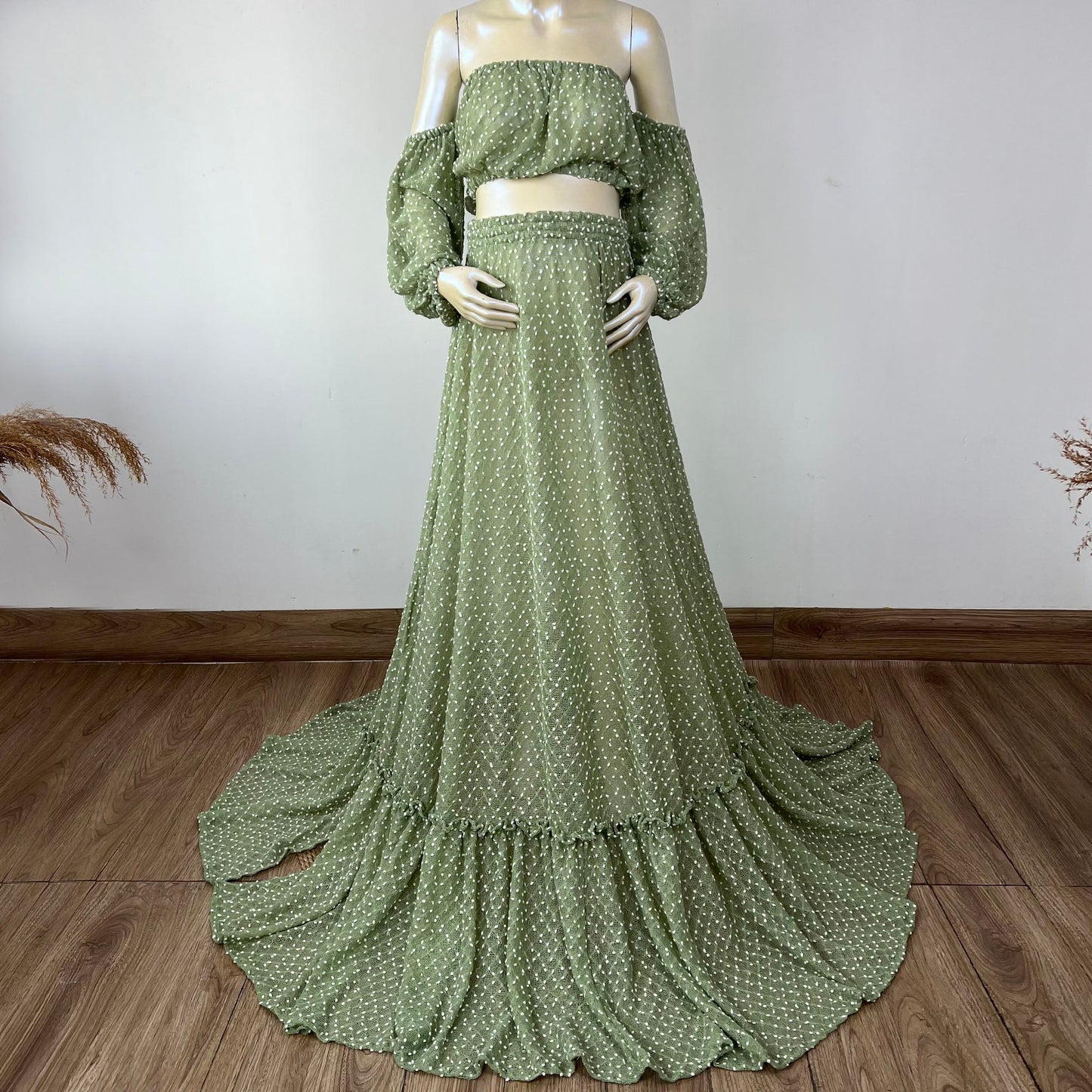 nvxiot 2 Piece Top and Skirt Set Maternity Photography Dresses Elegant Shooting Photo Gown Dress Props Party Evening Costume New