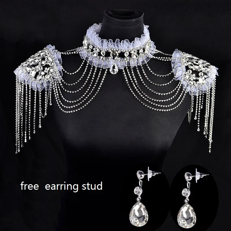 MQTIME - New Sexy Lace Rhinestone Shoulder Necklace Bride Body Chain For Pregnant Women Photography Props Wedding Accessories F01
