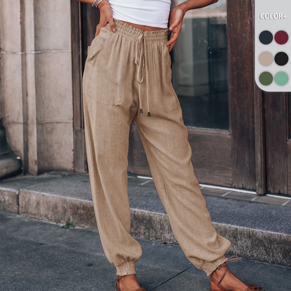 nvxiot Chic Ruched Pants For Women Solid Hign Waist Drawstring Trouser Korean Fashion Joggers Sweatpants Roupas Femininas