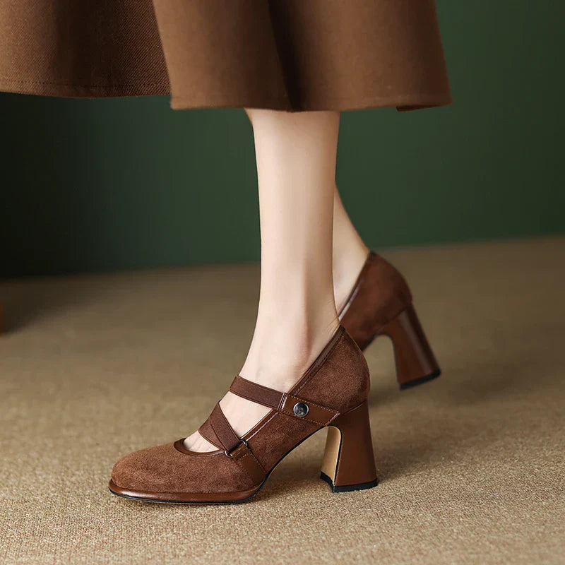 MQTIME - new Autumn women pumps natural leather 22-24.5cm sheepskin+cowhide full leather Mary Jane shoes cross-tied women shoes