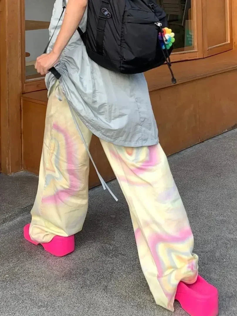 nvxiot - Paisley Rainbow Star Cute Print Jeans Denim Pant high waist y2k pants plus size clothes casual harajuku boyfriend loose straight