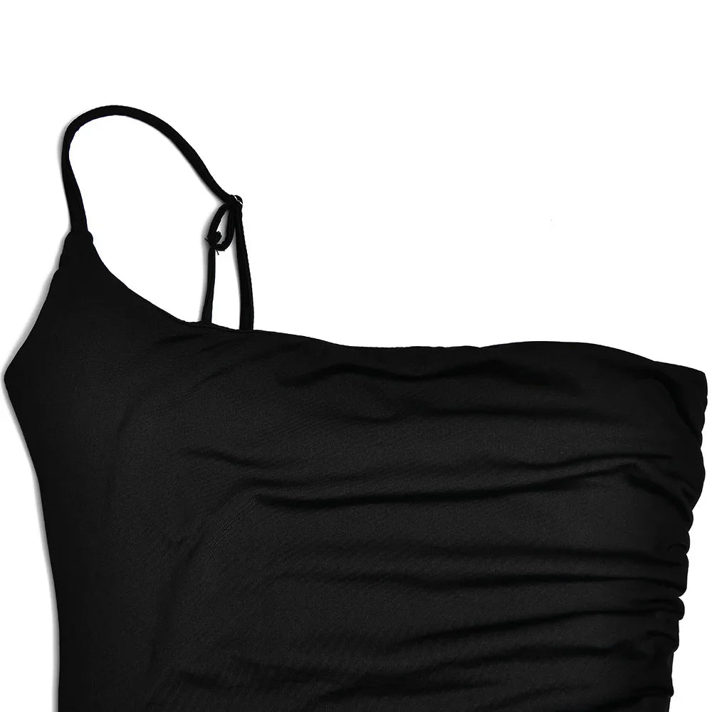 nvxiot - Maternity One-Shoulder Bodycon Dress with Ruching and High Side Slit - Sleeveless Sexy Long Gown