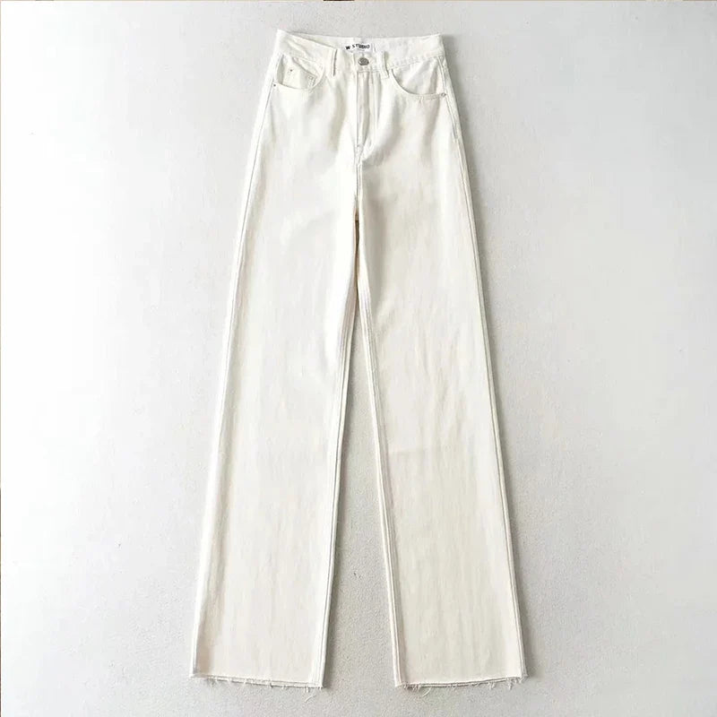 nvxiot Jeans women straight leg new high-waisted landing loose casual wide-leg pants simple street fashion women's denim trousers