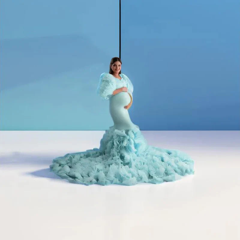 nvxiot - Mermaid Maternity Robe Photo Shoot Dress Baby Shower Women Dresses Maternity Gowns for Babyshower