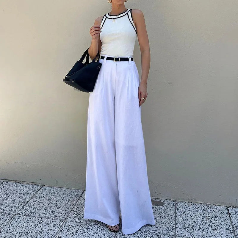 nvxiot - New Fashion Streetwear Women Pants Spring Autumn Women Elegant Solid Color Pants Female Straight Casual Wide Leg Trousers
