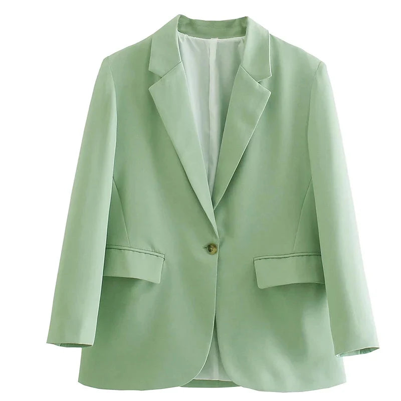nvxiot Casual A Buckle Classic Blazers Jackets For Women Long Sleeve With Pockets Office Ladies Coats