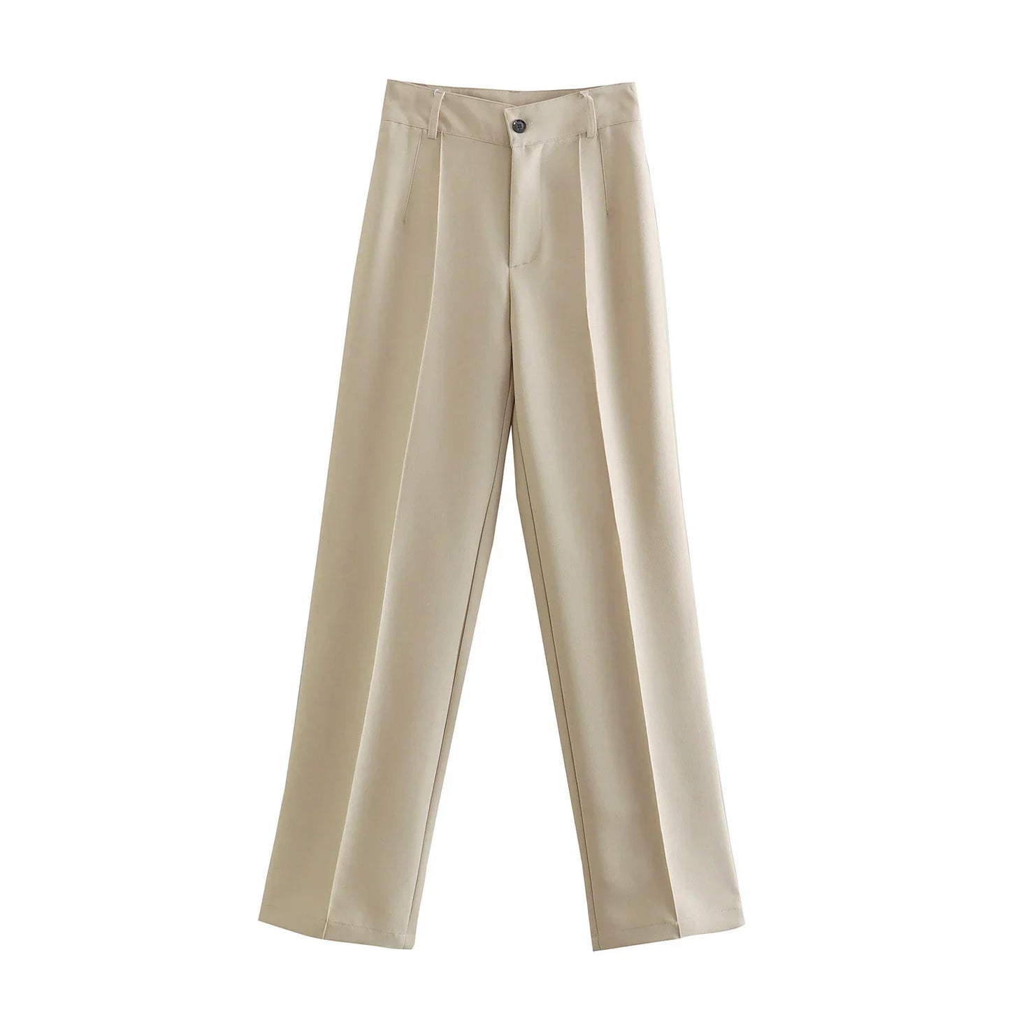nvxiot High Waisted Casual White Trousers Women Brown Stright Pants Office Lady Korean Style Women Pantalones De Mujer
