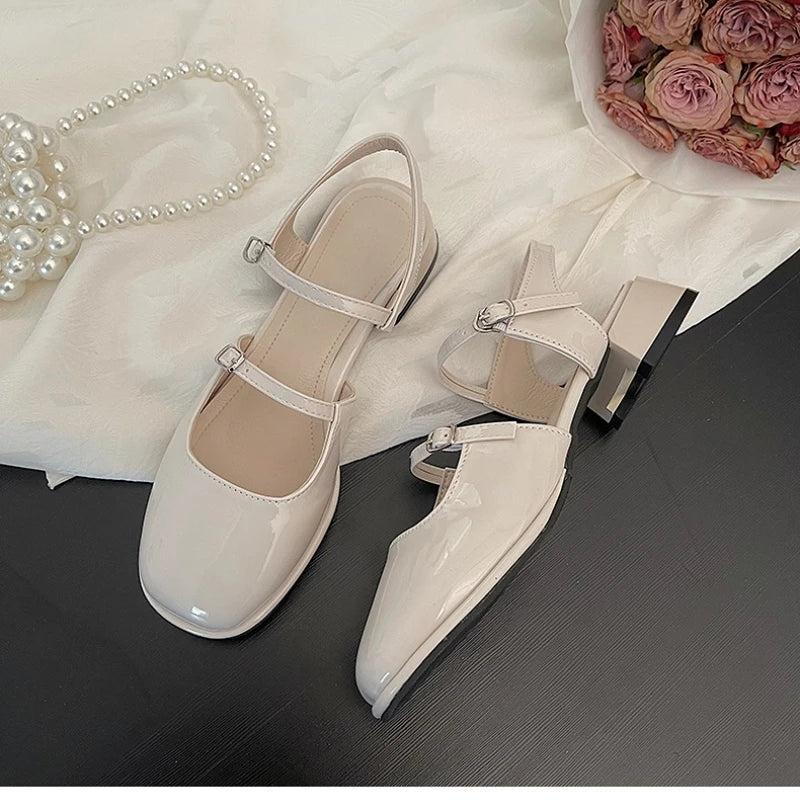 MQTIME - Casual Elegant Sandals Woman Summer Office Lady Fashion Solid Shoes Non-slip Korean Style Heels Vintage Female Shoes Design