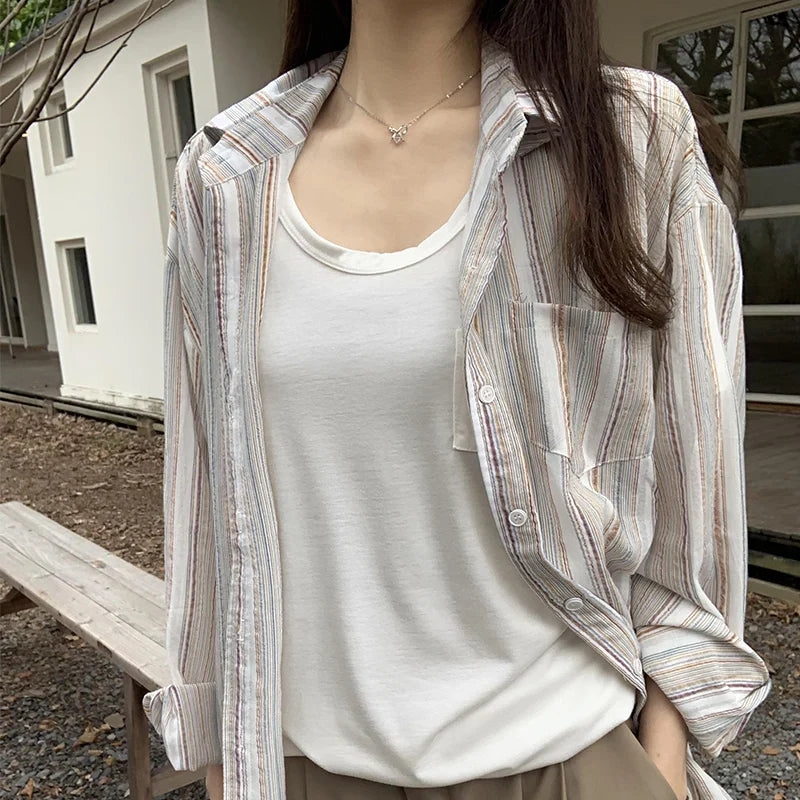 nvxiot - Round neck white shoulder short sleeved T-shirt 2024 spring/summer new casual versatile chic pocket design feeling lazy top