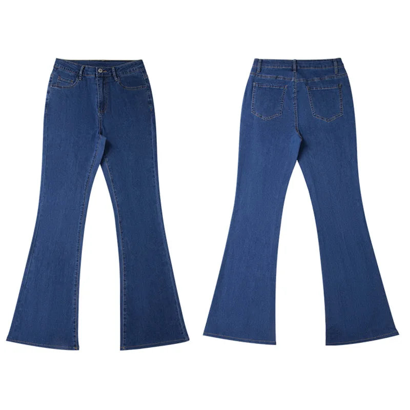 nvxiot flared jeans women straight leg solid color temperament street wide leg pants spice girl high waist women's denim trousers