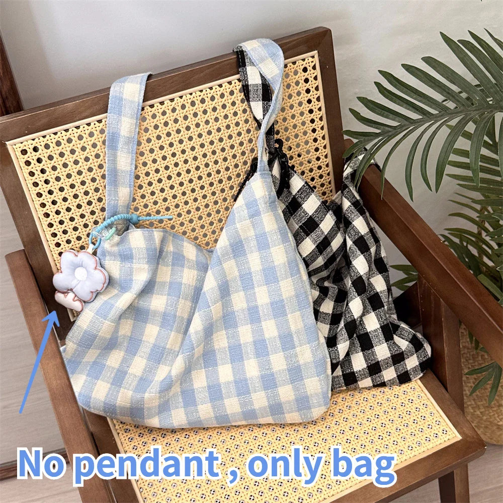 nvxiot - Retro Plaid Women's Canvas Shoulder Bag Casual College Girls Book Tote Travel Messenger Bags Female Eco Shopping Bag Handbags
